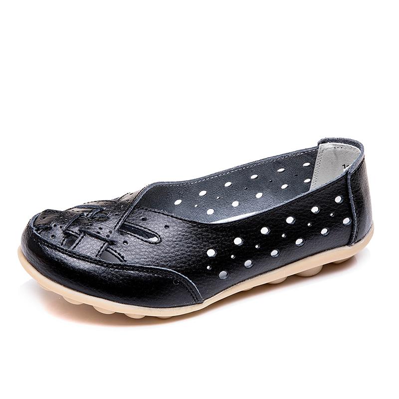Fashion Women Shoes For Summer Flats Soft Leather Shoes Flat Slip On Loafers Women Casual Shoes Breather Moccasins Nursing Size 44