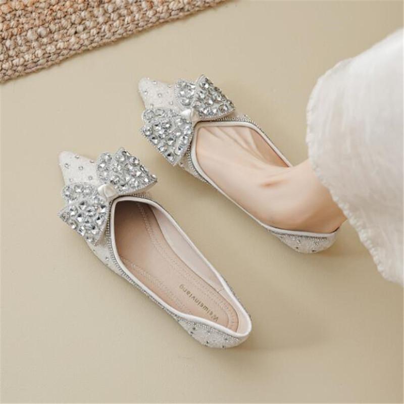 Pointed Toe Flat Shoes Luxury Rhinestones Women Slip On Shoes Casual Breathable Ballet Flats Women Loafers Comfort Ladies Shoes