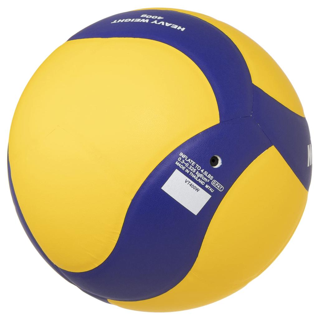 Mikasa Volleyball Training Medicine Ball, Size 4 (Middle School/Women's), 400g, Yellow/Blue, VT400W, Recommended Internal Pressure: 0.3 kgf/cm²