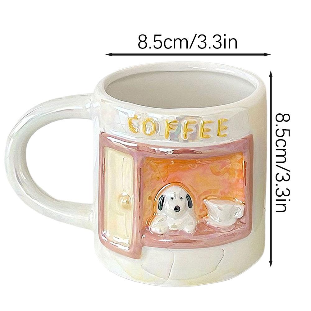Cartoon Relief Animal Mug Cute Dog Chic-Style Hand Painted Coffee Milk Ceramic Cup Heat-resistant Breakfast Cup Couple Gift