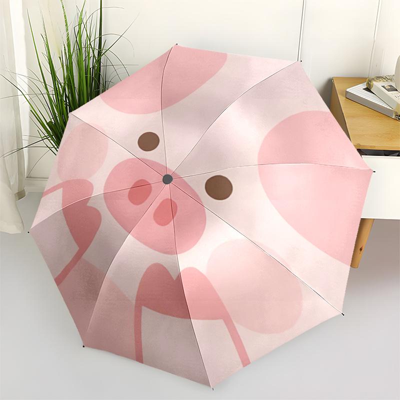1pc Piggy PinkAutomatic Open/close Umbrella, 8-Rib Sturdy Structure, Portable Travel Umbrella, Parties, Everyday Usec27