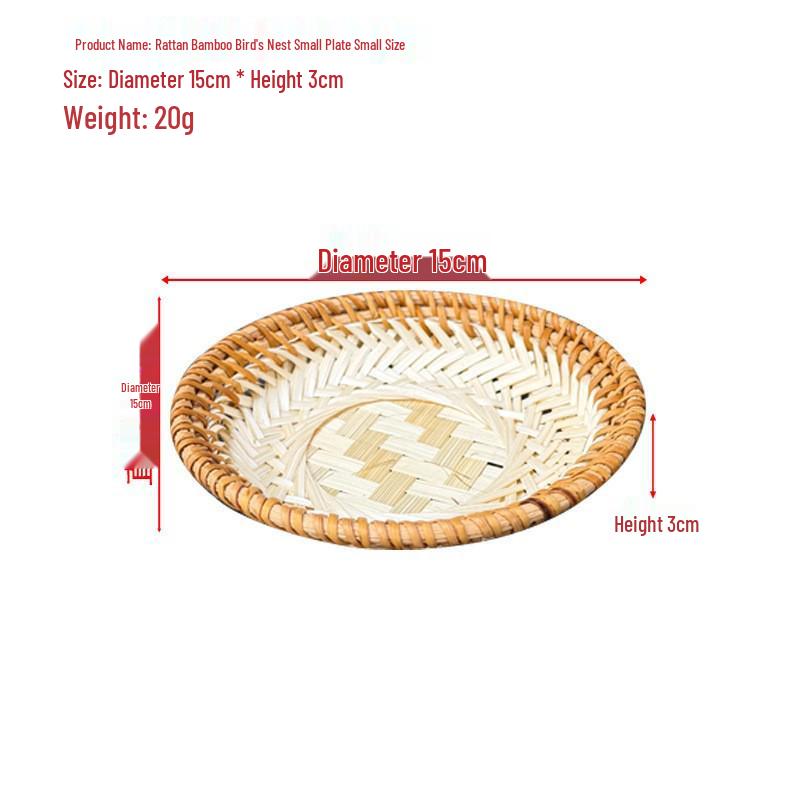 Handmade Round Bamboo Basket Tray and Plate for Creative Home Decoration