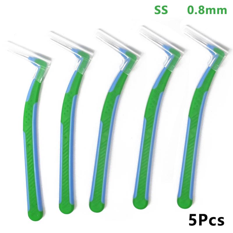 Lot de 5 brosses interdentaires en silicone en forme de L pour retirer les cure-dents, outils de nettoyage buccal multicolores, fournitures de matériel dentaire