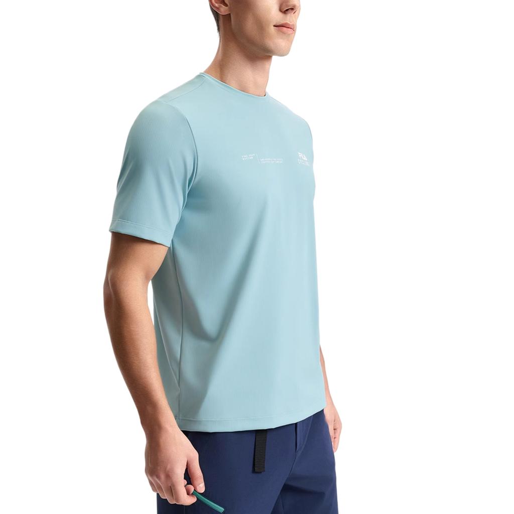 Fila Radfahren Lässig Einfarbig Buchstaben Kurzarm T-Shirt Herren Tops Steinblau A11M528108F-LB