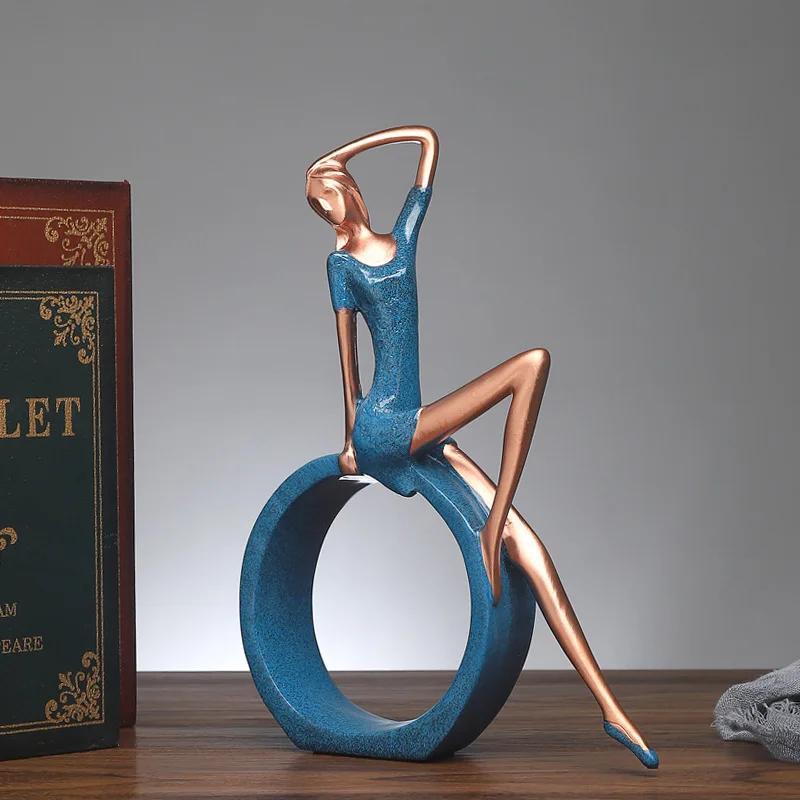European-style Yoga Girl Figure Resin Decoration Creative Home Wine Cabinet Porch Light Luxury Art Sculpture Ornaments