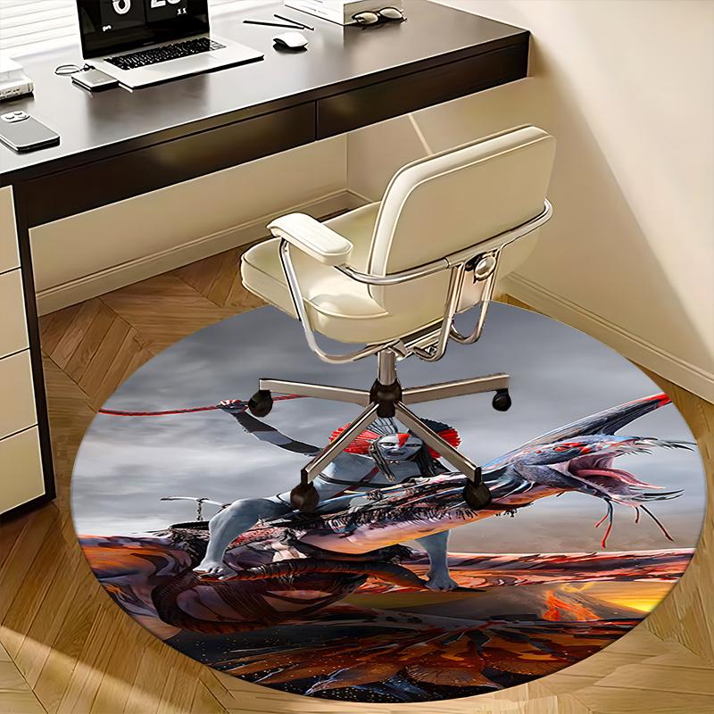 Fantasy Warrior Chair Mat Round Carpet for Home Decor, Office Use, Gift Idea Bedroom and Living Room0166b