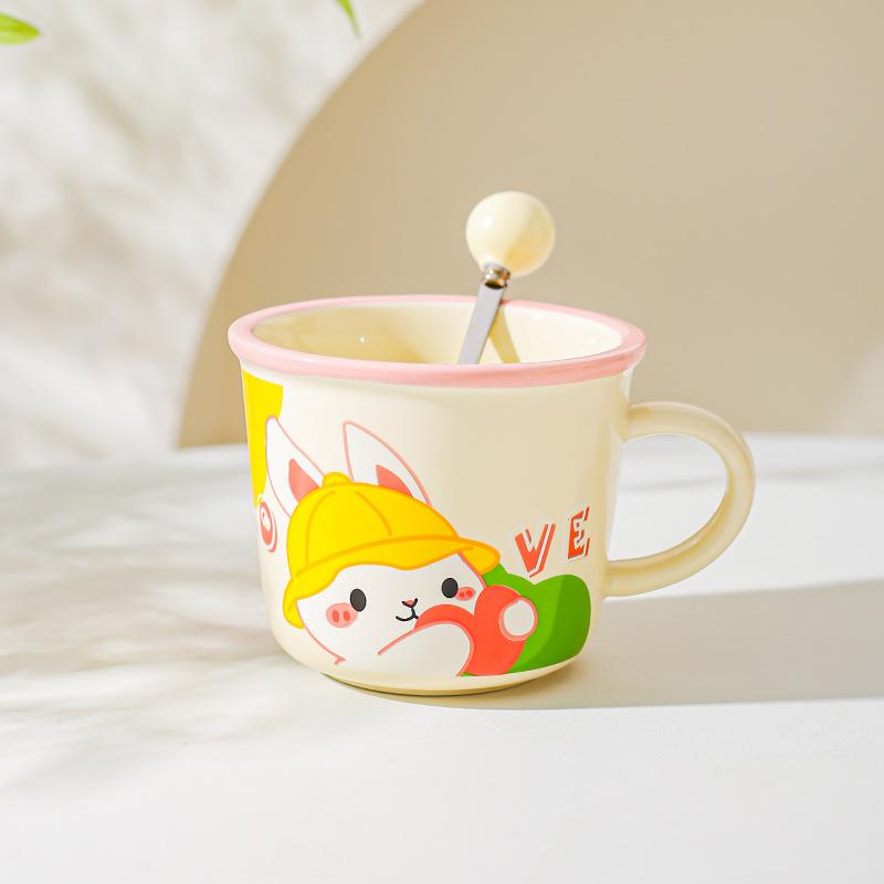 Design Sense Niche Office Water Cup Cute Pet Cartoon Illustration Animal Mug Household Couple Milk Breakfast Cup