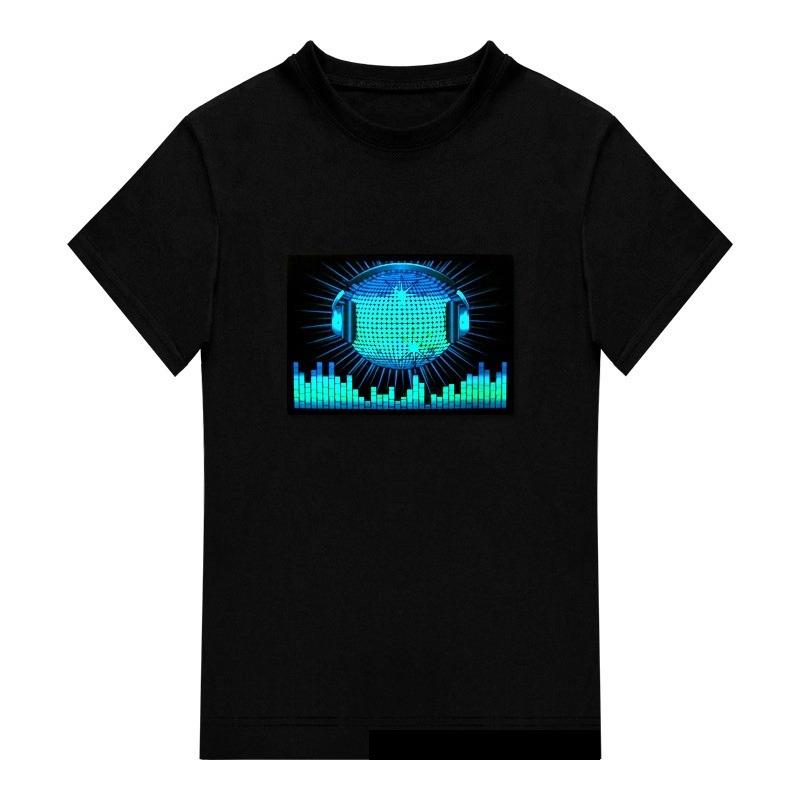 

2025 Новые высококачественные мужские хлопковые светодиодные футболки Эквалайзер Звукоактивированная EL футболка Удивительная подсветка Светодиодная футболка Голосовое управление M