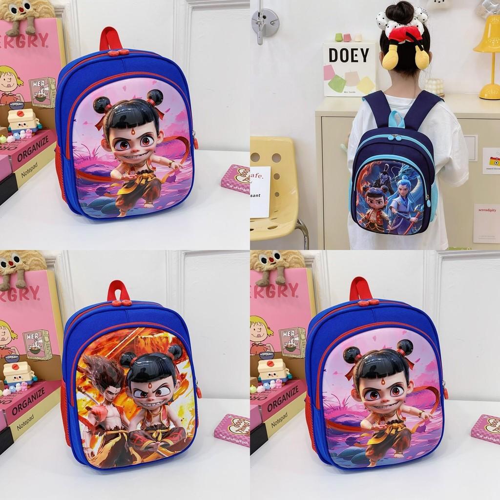 Ne Zha Pattern Kids Backpack With Breathable Nylon For Elementary School And Daily Use