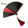 Handheld Folding Fan Vintage Japanese Bamboo Fan, Elegant with Tassels, Kimono Cheongsam Accessory Cooling Portable Oriental Style for Dancing