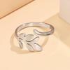 Elegant Adjustable Mori Style Leaf Ring for Girls - Fashionable Stainless Steel Design