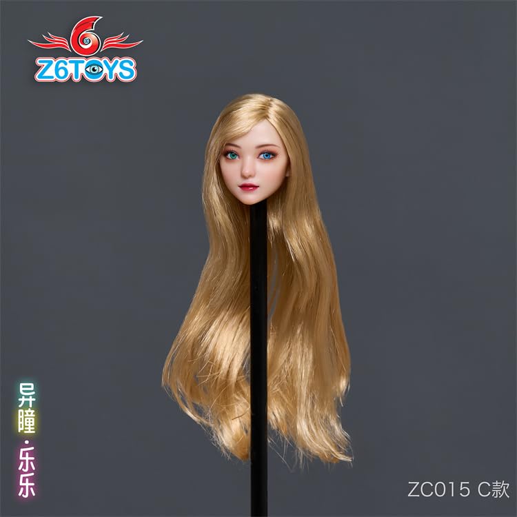 Toy Hobby Scale Action Figure Head with Pearl White Moveable Heterochromatic Asian Compatible with TBLeague and Other Action Figures and Clothes Not