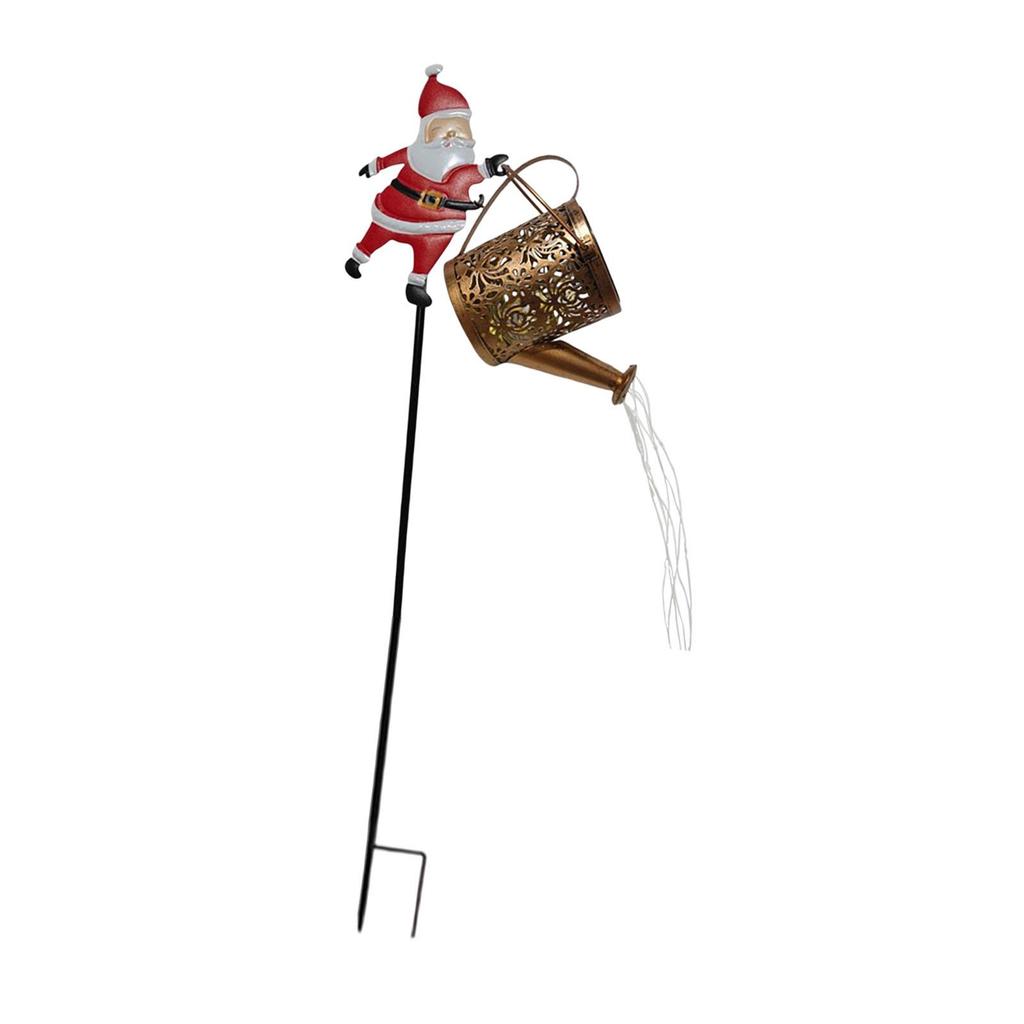 Solar Santa Watering Can Light Kettle for Park Porch Patio Warm
