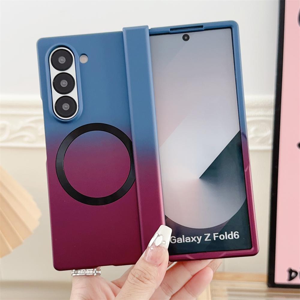 Custodia Magnetica Bicolore a Gradiente in Silicone Liquido per Samsung Galaxy Z Fold 7 6 5 4 Zfold3 Custodia per Ricarica Magsafe