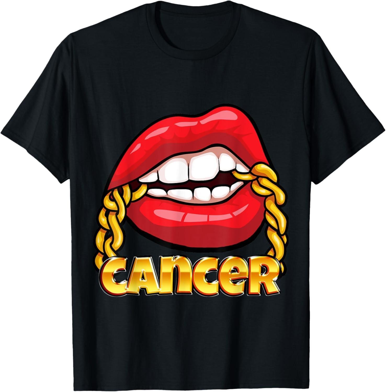 NEW LIMITED! Juicy Lips Gold Chain Cancer Zodiac Sign Tee - MADE IN USA XXXXL
