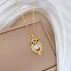 White Synthetic Zircon Owl Pendant Necklace for Women