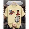 European and American Men's Summer Fashion Letter Graffiti Print Comfortable and Breathable Round Neck T-shirt Outdoor Street To