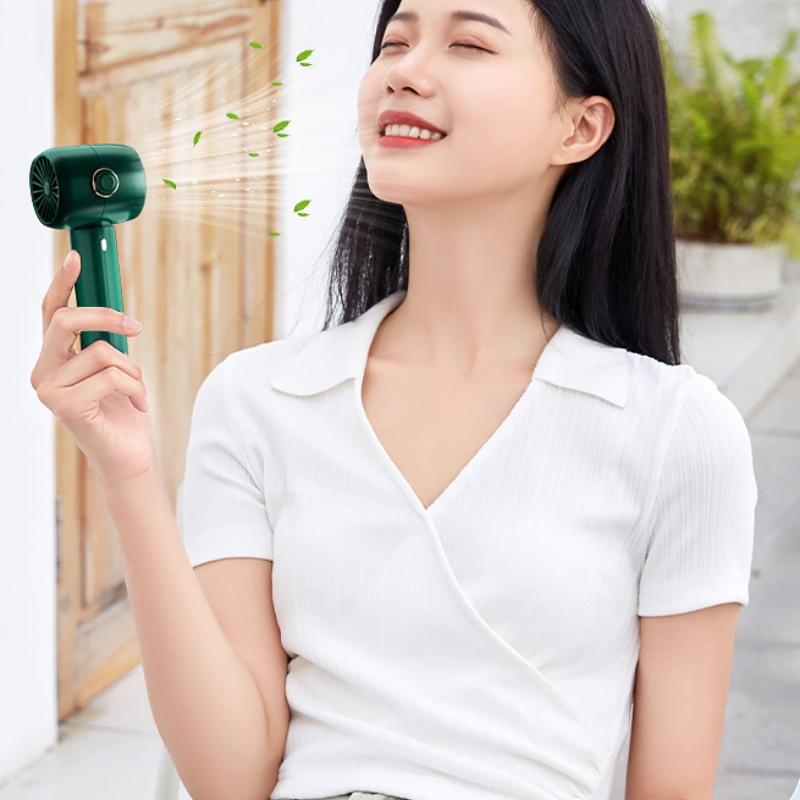 New High Speed Powerful Fan Usb Smart Display Mini Handheld Fan Portable Rechargeable Turbo Small Fan Pocket Desktop Small Electric Fan