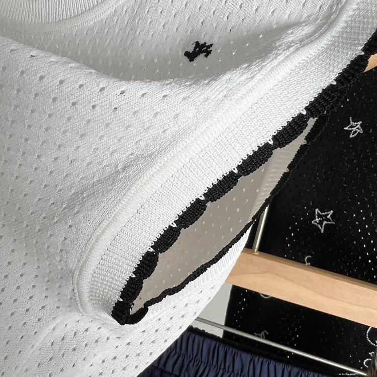 Summer Fashion Hollow Out Sweater Vest Sleeveless Moon Embroidery Knitted Top Women O-Neck Slim Black White Vest B-059