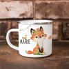 Personalized Name Forest Animals Fox Girl Gift Enamel Mug Daughter Birthday Gift Milk Cup Modern Printed Enamel Mug