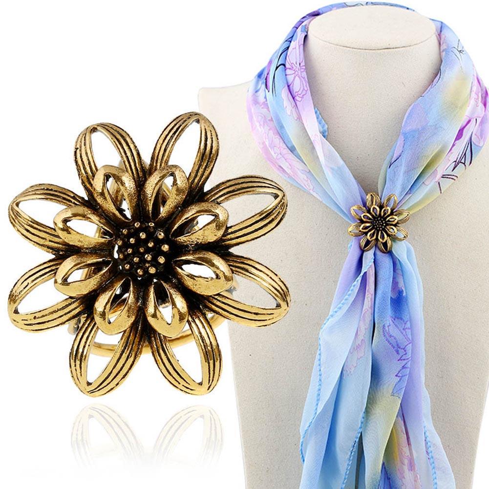 Klip damski Retro Alloy Flower Circle Hollow szal Szaliki Szalik Klamra Euramerican