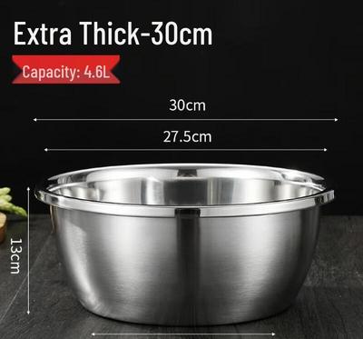 TLXT Non-Magnetic Stainless Steel Extra Thick 30cm Multipurpose Bowls (Set of 2)