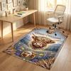 Tappeto in Velluto Cristallo Tema Mucca Highland Nome Personalizzato Testo Tappetino Morbido per Pavimento Decorazione Casa