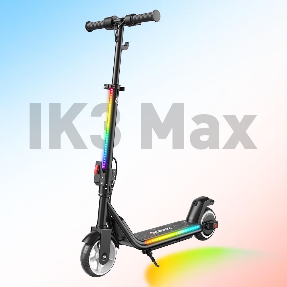iScooter IK3MAX Kids Electric Scooter 200W Motor 4.5Ah Solid Tires Foldable & Height Adjustable 3-Speed  Electric Scooter for Kids