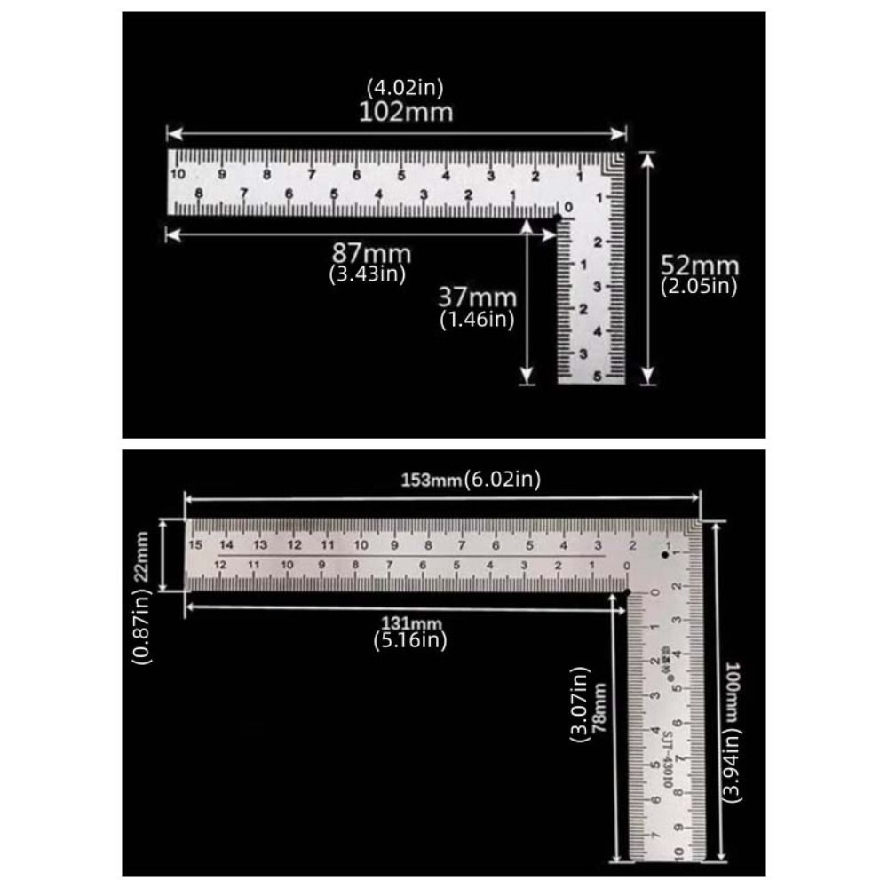 Stainless Steel Metal Ruler Measuring Tool Mini Ruler L Square Ruler  Educational