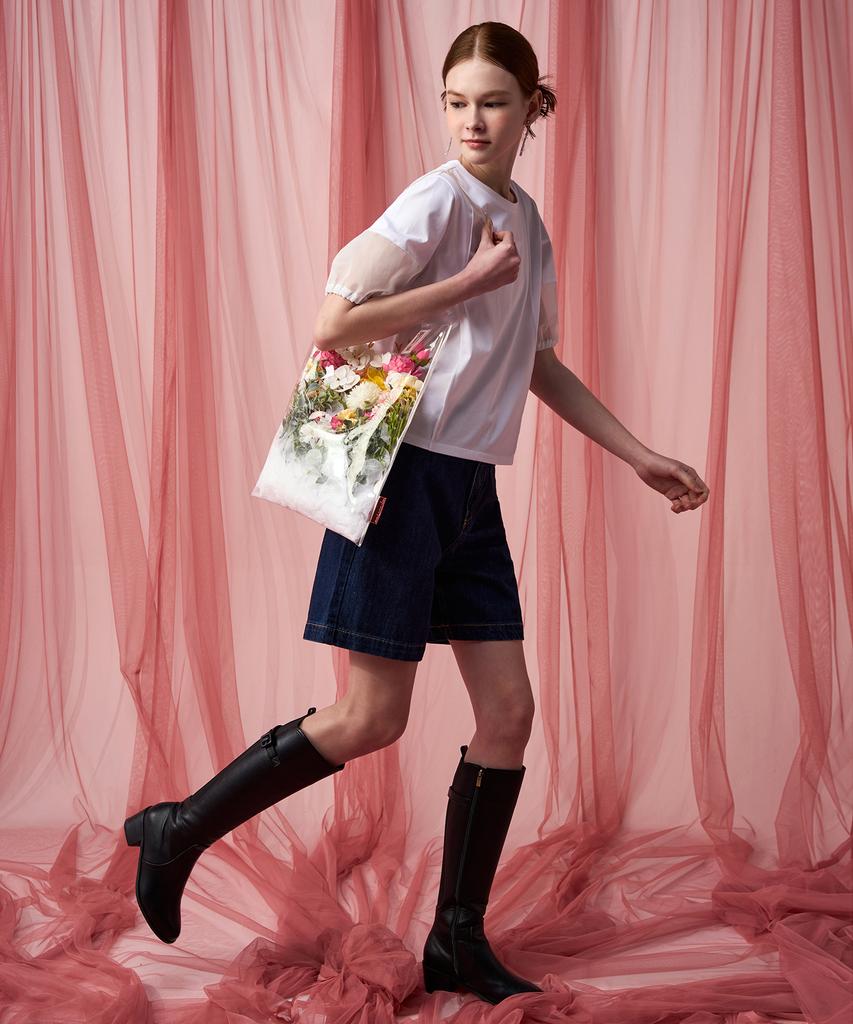 Pelimela Organza Puff Sleeve T-Shirt (White)