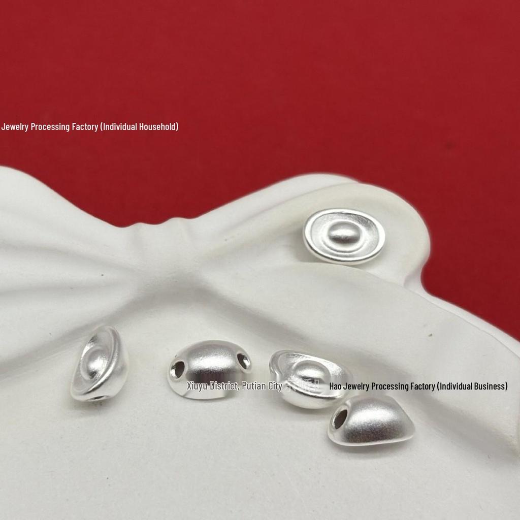 Sterling Silver 999 Small Ingot Beaded Pendant DIY Spacer Beads for Bracelet