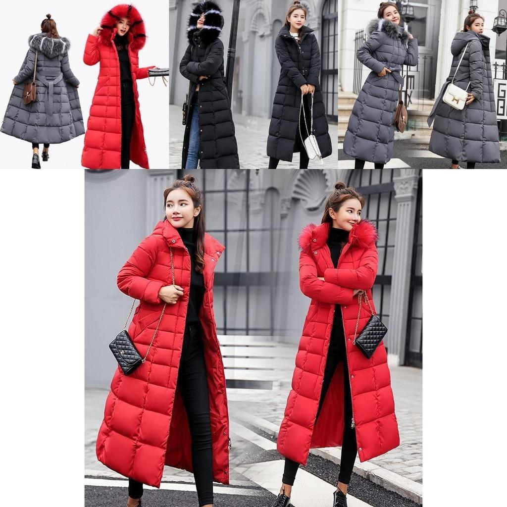 Giacca da donna in piuma invernale con cappuccio, lunga, con colletto in pelliccia, ispessita, parka, capospalla caldo