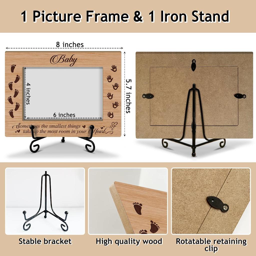Zodvery New Baby Picture Frame, Wooden Photo Frame Family Frame For New Parents, 4x6 Picture Frame, Tabletop Display Home Decor for Living Room,