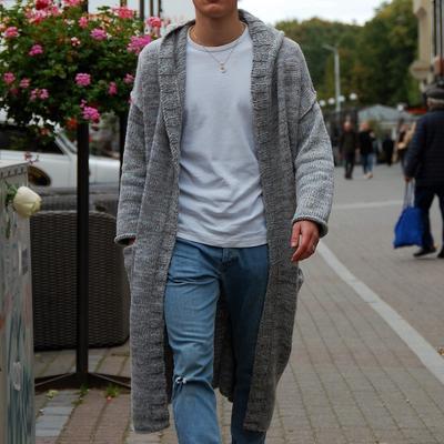 Cardigan versatil de toamnă și de iarnă pentru bărbați, retro tricotat, pulover, jachetă cu mânecă lungă, pulover jacquard greu