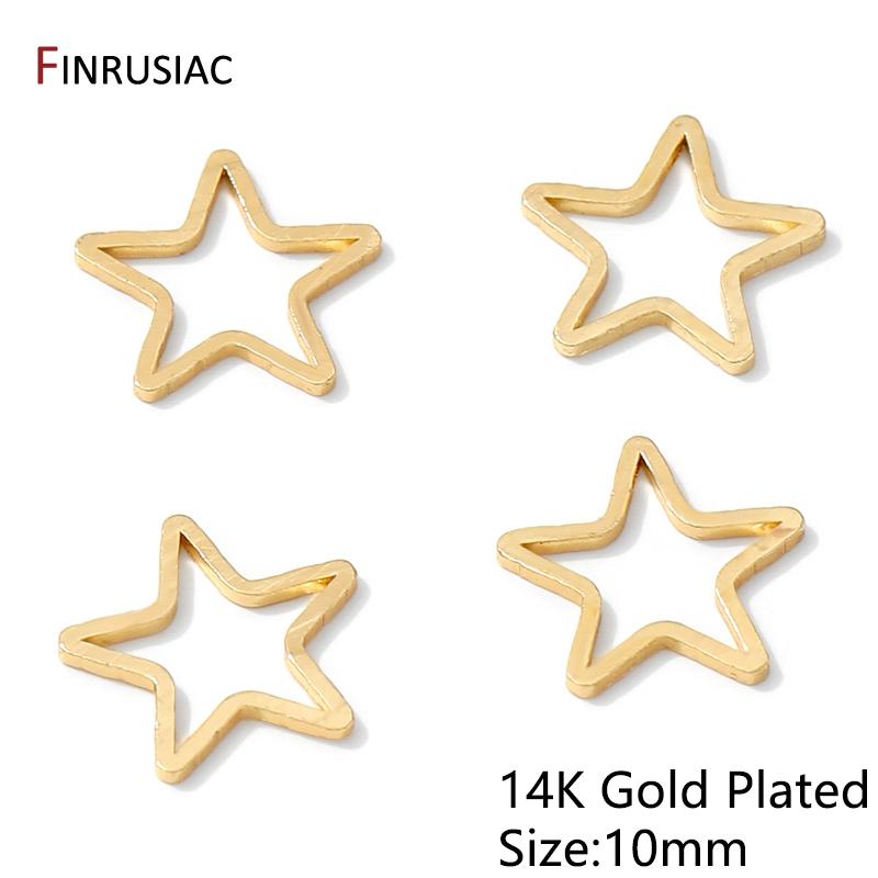 

14K Gold Plated Brass Hollow Heart/Star/Moon Shape Connector Charms For DIY Earring Bracelet Making Supplies Accessories 10 pieces