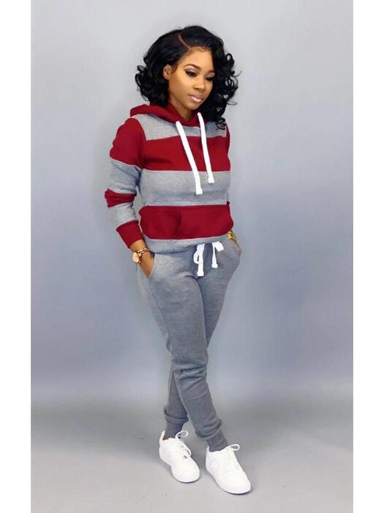European & American Women's Autumn/Winter Cotton Hoodie & Sweatpants Set