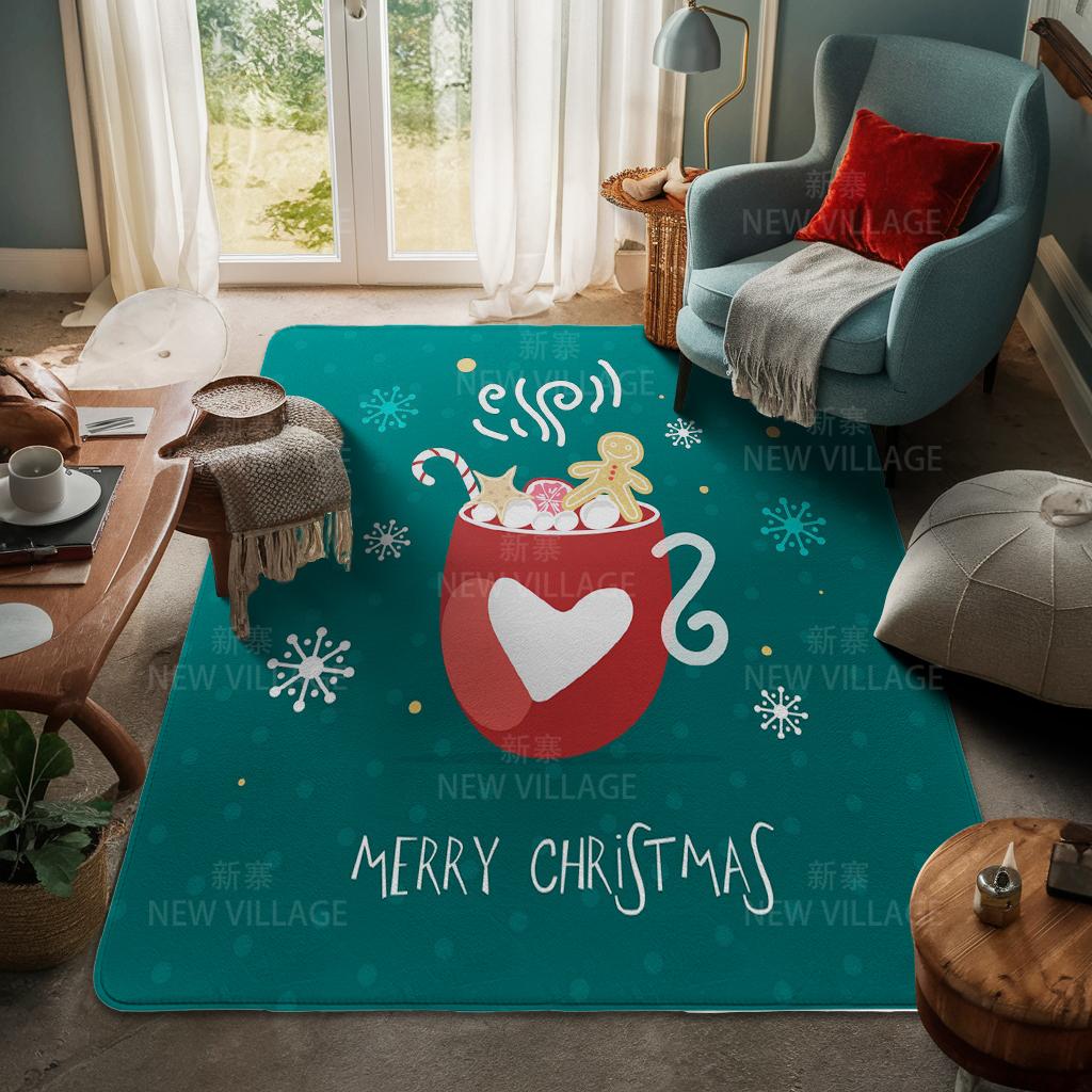 House Entrance Carpet Home Door Mat Living Room Bath Foot Bathroom Non-slip Water Absorption Rugs Bath Merry Christmas Winter