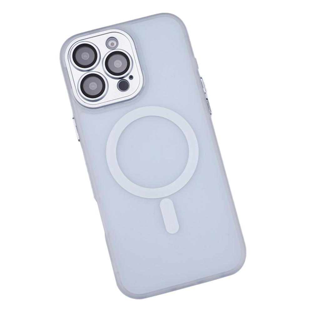 

Магнитный чехол для iPhone 16 Pro с защитной пленкой для объектива/съемной рамкой для объектива, гибридная задняя крышка для телефона White