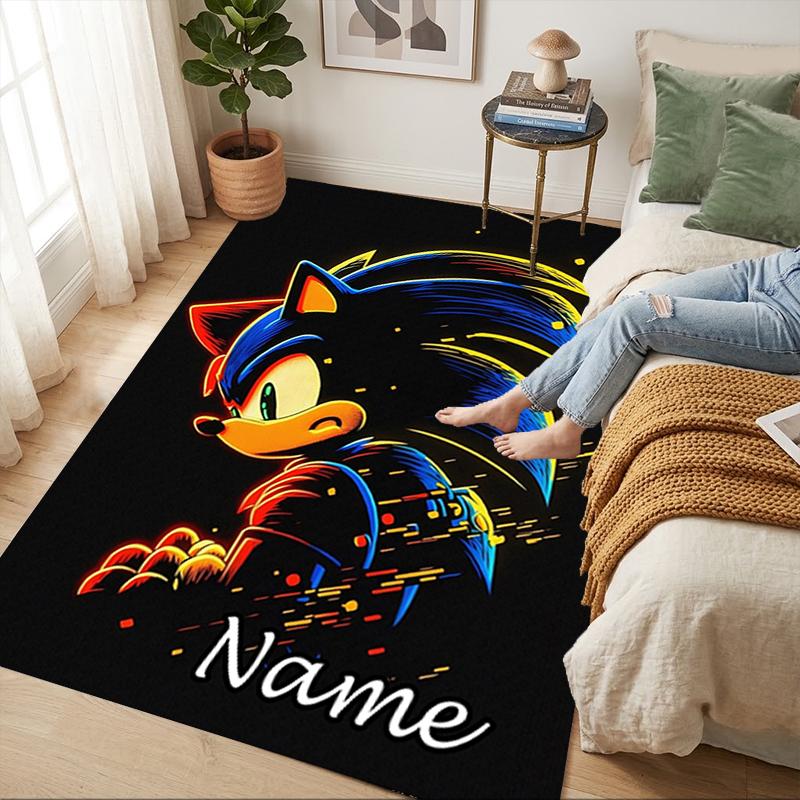 Personalized Name Shadow Sonic Living Room Non-Slip Area Rug Soft Carpet for Bedroom Playroom Sofa Office Home Decor Doormat