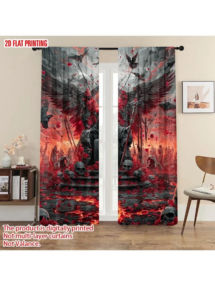 

Plane Printing Curtains Death Throne Durable Polyester Fabric Without Rod Decorations Inside Perfect Curtain Made Of Washable W100*H70(CM)-Hooks&2PCS