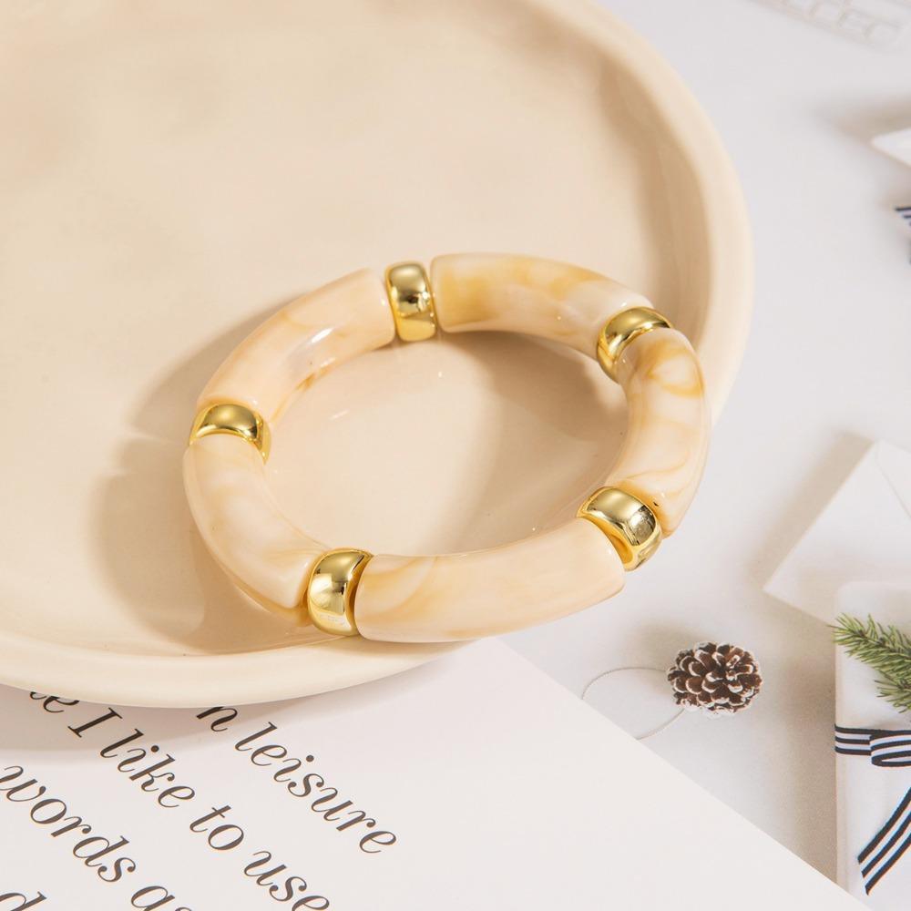 Curved Design Stone Grain Bracelet Multicolour Charm Bracelet Fashion Bamboo Pipe Bracelet  Women