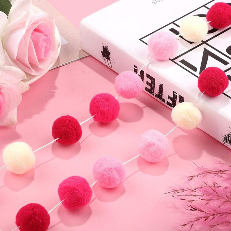 2pcs Colorful Handmade Wool Felt Ball For Wall Decoration Valentine's Day Garland