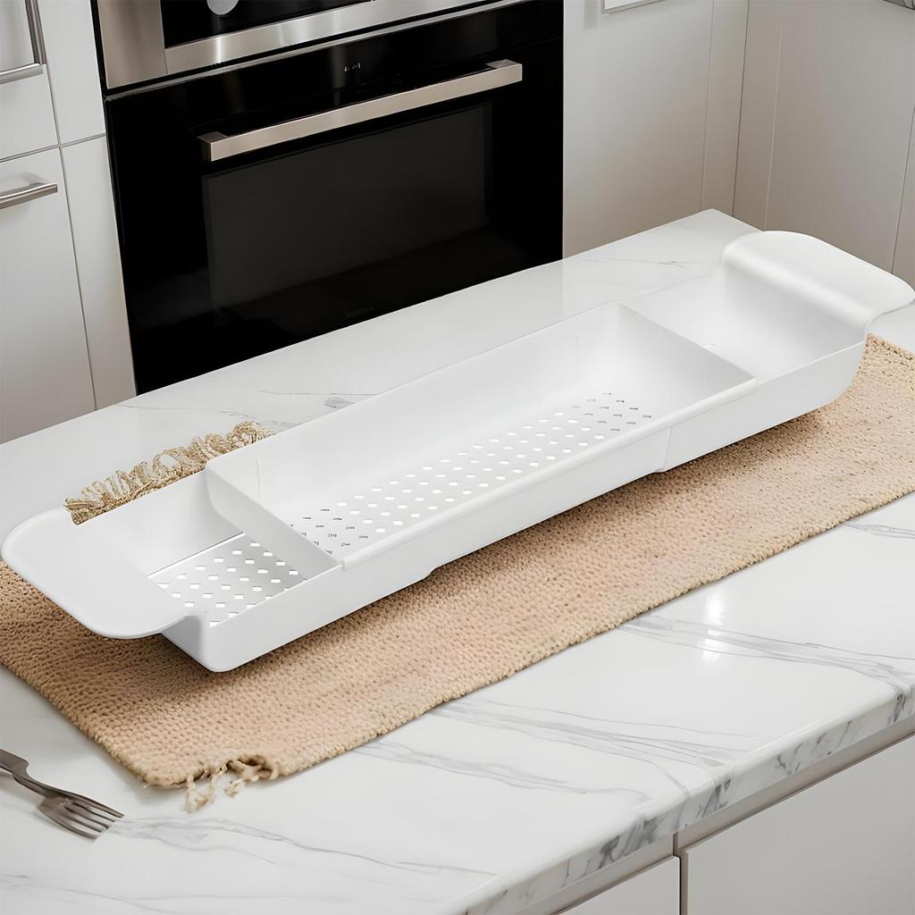 Bathtub Tray Extendable Over Bathtub Rack Quick-Drain Rack Home Spa Storage Organizer for Apartment Hostel Hotel Dorm Shower Gel