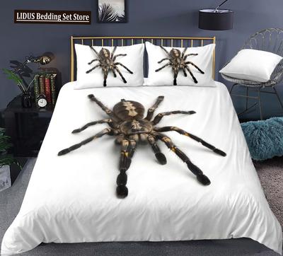 Tarantel Druck Bettwäsche Set King Full 3D Druck Schwarze Spinne Bettbezug Set Insekten Thema Für Junge Teenager Polyester Bettwäsche Set