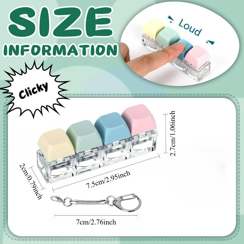 Silent Keyboard Touch Fidget Keychain, 3 Sensory Modes for Anxiety Relief, Novelty Gift for Valentine’s Day & Christmas