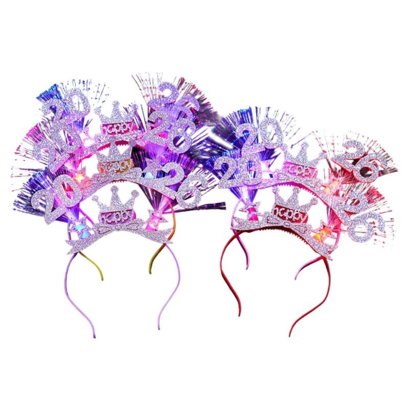 Pack of 4 Glowing Hairbands Assorted Colors Hair Hoop for Celebration Lightweight Comfortable Plastic Outdoor Use