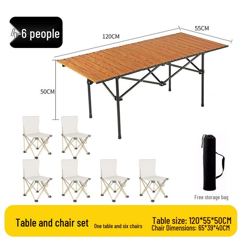Outdoor Portable Folding Table & Chairs Set - Lightweight Roll-Up Table with Camping Seats