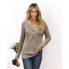 Knit Winter Autumn And Womens Tops Blouse Solid Color Vneck Buttons Loose Thinly Long Sleeve Tops