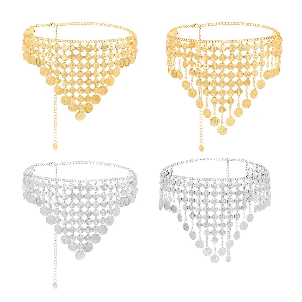 Trendy Coin Tassels Waist Chain Adjustable Length Body Chain Fashion Waistband for Women Party and Casual Wear