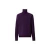 FW20 Merinowolle-Mischung Zwei-Wege-Kragen Pullover Herren Pullover Grau Lila 432657-77